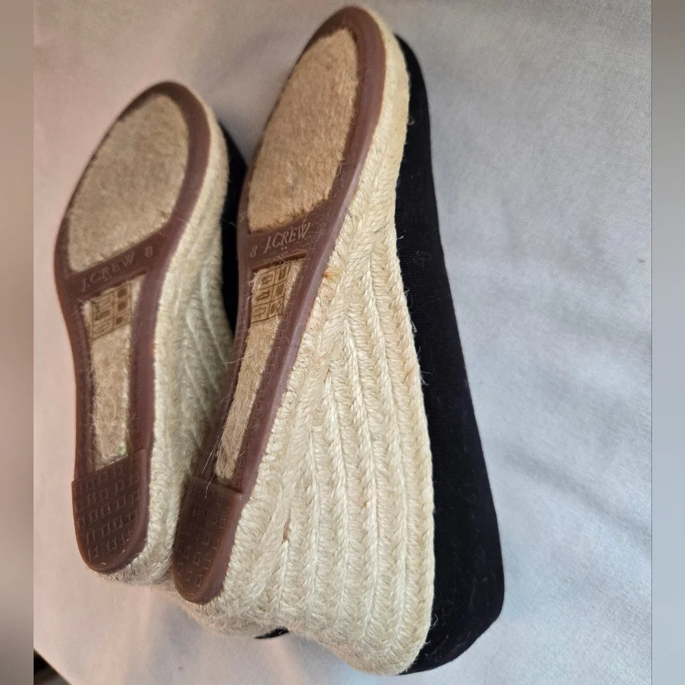J. Crew Black Canvas Espadrille Wedges